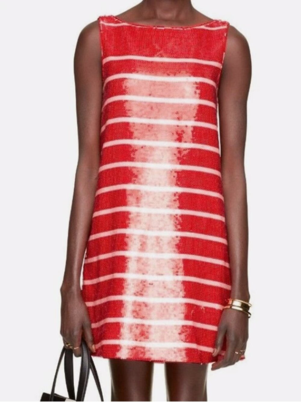 Kate Spade Sleeveless Sequin Red Pink Stripe Mini Dress - $598